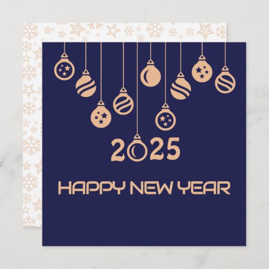 Blue Square wish card New Year with Christmaball Feestdagenkaart (Voorkant / Achterkant)