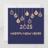 Blue Square wish card New Year with Christmaball Feestdagenkaart (Voorkant)