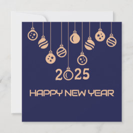 Blue Square wish card New Year with Christmaball Feestdagenkaart