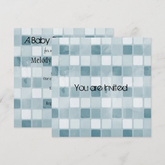 Blue Squares-Baby shower Kaart (Voorkant / Achterkant)