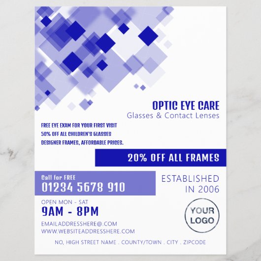 Blue Squares, Opticien, Technical Practitioner Flyer (Voorkant)