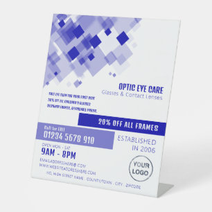 Blue Squares, Opticien, Technical Practitioner Reclamebord Met Voetstuk