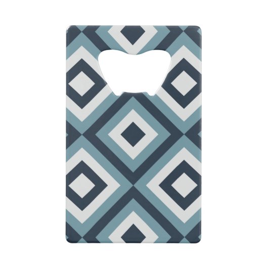 Blue Squares Patroon Creditkaart Flessenopener (Voorkant)