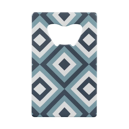 Blue Squares Patroon Creditkaart Flessenopener (Achterkant)