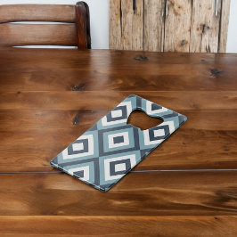 Blue Squares Patroon Creditkaart Flessenopener