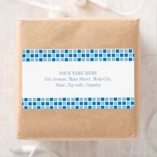 Blue Squares Patroon Etiket (Insitu)