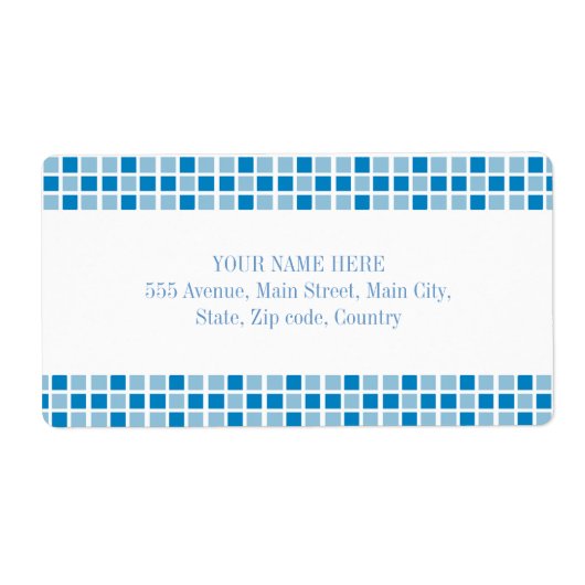 Blue Squares Patroon Etiket (Voorkant)