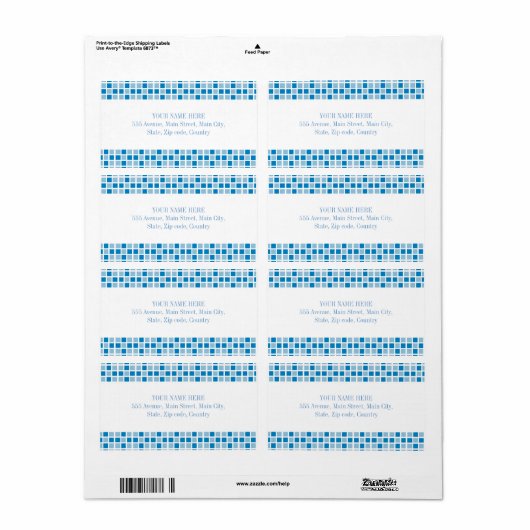 Blue Squares Patroon Etiket (Full Sheet)