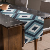 Blue Squares Patroon Korte Tafelloper