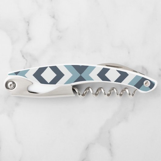 Blue Squares Patroon Kurkentrekker (Voorkant)