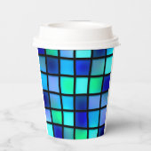 Blue Squares Patroon Papieren Bekers (Achterkant)