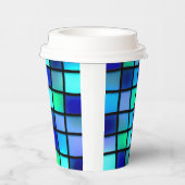 Blue Squares Patroon Papieren Bekers (Rechts)