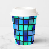 Blue Squares Patroon Papieren Bekers (Voorkant)