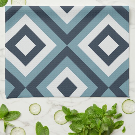 Blue Squares Patroon Theedoek (Gevouwen)