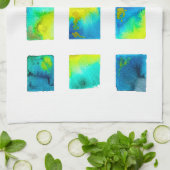 Blue squares watercolor abstract theedoek (Gevouwen)