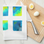 Blue squares watercolor abstract theedoek (Quarter Fold)