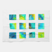 Blue squares watercolor abstract theedoek (Horizontaal)