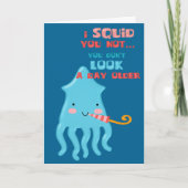 Blue Squid Birthday Kaart (Voorkant)