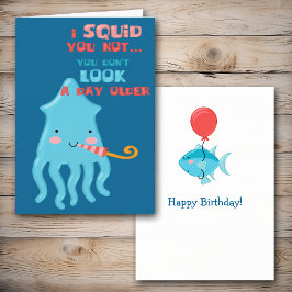 Blue Squid Birthday Kaart
