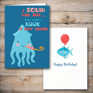 Blue Squid Birthday Kaart