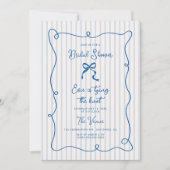 Blue Squiggle Lijst Bow Bruidsdouche Uitnodiging (Voorkant)