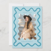 Blue Squiggly Wavy Lijst Afstuderen Dank u Aankondiging (Voorkant)