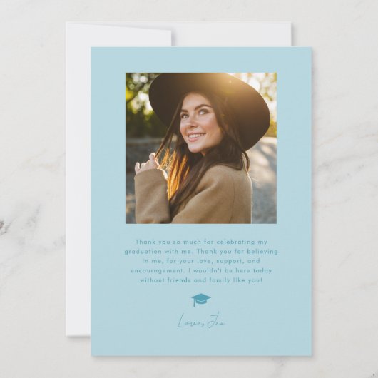 Blue Squiggly Wavy Lijst Afstuderen Dank u Aankondiging (Achterkant)