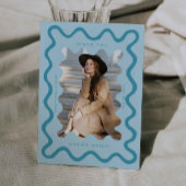 Blue Squiggly Wavy Lijst Afstuderen Dank u Aankondiging