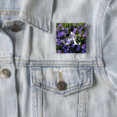 Blue Squill Spring Flowers en je monogram Vierkante Button 5,1 Cm (In situ)