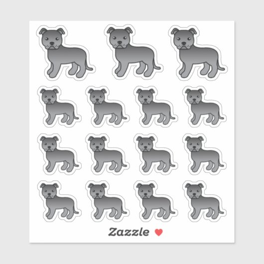 Blue Staffordshire Bull Terrier Cute Cartoon Dogs Sticker (Vel)