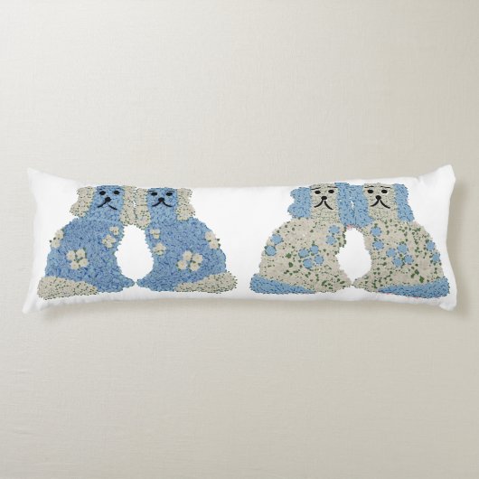 Blue Staffordshire Dogs Ginger Jars Lumbar Lichaamskussen (Voorkant)