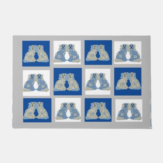 Blue Staffordshire Dogs Ginger Jars Magnolia Deurmat (Voorkant)