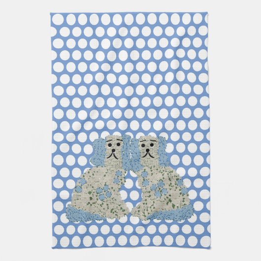 Blue Staffordshire Dogs Ginger Jars Magnolia Theedoek (Verticaal)