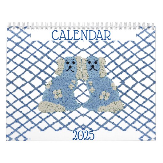 Blue Staffordshire Honden Lattice Trellis Kalender (Hoes)