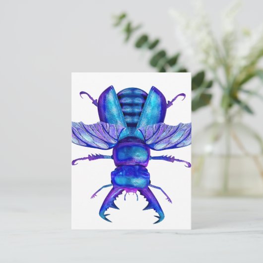 Blue Stag Beetle Briefkaart (Staand voorkant)