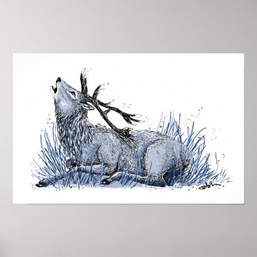 Blue Stag Poster (Voorkant)