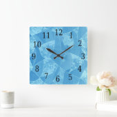 Blue Stain Glass Square Clock Vierkante Klok (Huis)