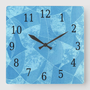 Blue Stain Glass Square Clock Vierkante Klok