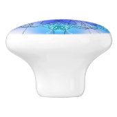 Blue Stained Glass Effect Flower Cabinet Pull Keramische Knop (Zijkant)