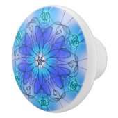 Blue Stained Glass Effect Flower Cabinet Pull Keramische Knop (Rechts)
