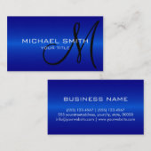 Blue Stainless Steel Metal Monogram Visitekaartje (Voorkant / Achterkant)