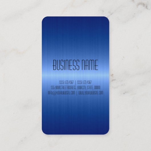 Blue Stainless Steel Metal Visitekaartje (Achterkant)