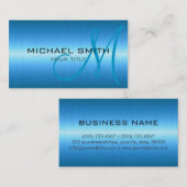 Blue Stainless Steel Metal Visitekaartje (Voorkant / Achterkant)