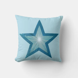 Blue Star bleek blauw vierkant blauw achterin Kussen