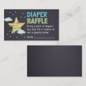 Blue Star Chalkboard Luier Raffle Ticket Informatiekaartje (Voorkant / Achterkant)