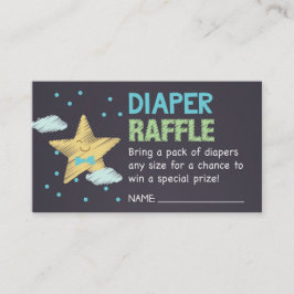 Blue Star Chalkboard Luier Raffle Ticket Informatiekaartje