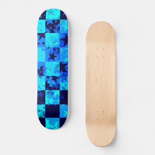 Blue Star Checker Skateboard (Voorkant)