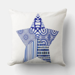 BLUE STAR COLLAGE (één ster met witte achtergrond) Kussen