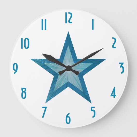 Blue Star 'getallen' klok rond wit (Voorkant)