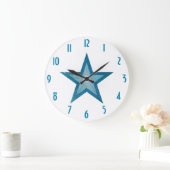 Blue Star 'getallen' klok rond wit (Huis)
